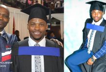How Victor Thambe works as a security guard to pay his school fees and still graduated with flying colors 29-year-old African man who used to work as a security guard to pay his school fees Victor Thambe finally graduates university