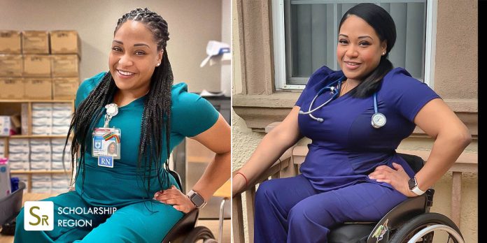 Young African-American woman sets record as the first wheelchair-using registered nurse in New York, Andrea Dalzell achieves dream